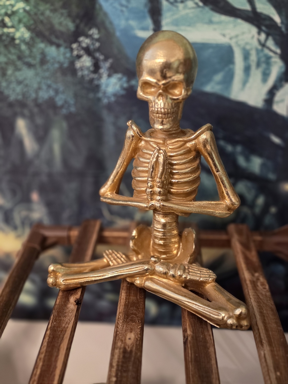 Gold Skeleton Yoga Figurine - Decorative Home Art